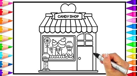 draw  candy shop  kids learn   draw  candy store