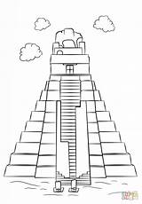 Tikal Templo Tempel Pyramid Piramides Mayas Mexic Ausmalbild sketch template