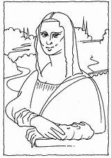 Lisa Drawing Mona Coloring Getdrawings Line sketch template