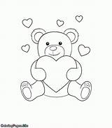 Heart Coloring Bear Holding Valentine Pages Big Valentines Kids Online Cartoon Site Template Hearts Close Quality High Coloringpages sketch template