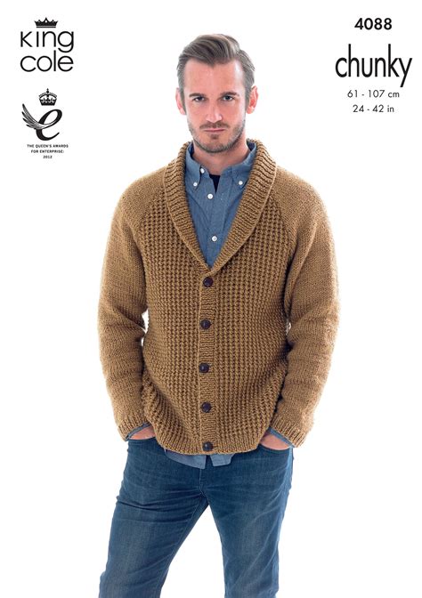 knitting patterns  mens cardigans easy care zip front mens
