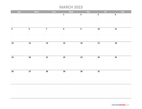 march calendar  printable calendar quickly