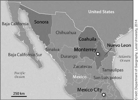 map   northern mexican states  scientific diagram