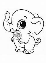 Coloring Pages Animal Cute Printable Baby Clipart Kids Little Elephant Fox sketch template