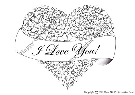 love  coloring page  adults printable coloring page etsy