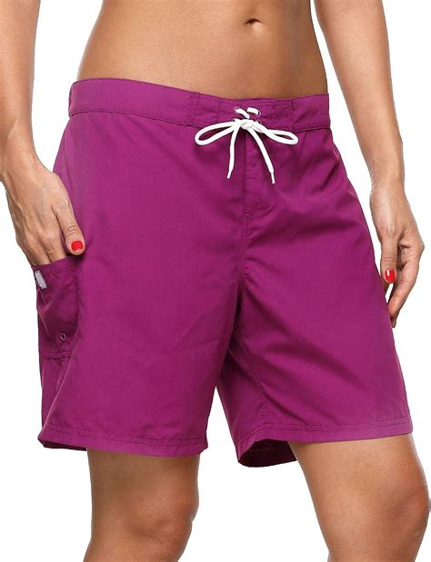 sociala womens long board shorts  pocket quick dry swim shorts