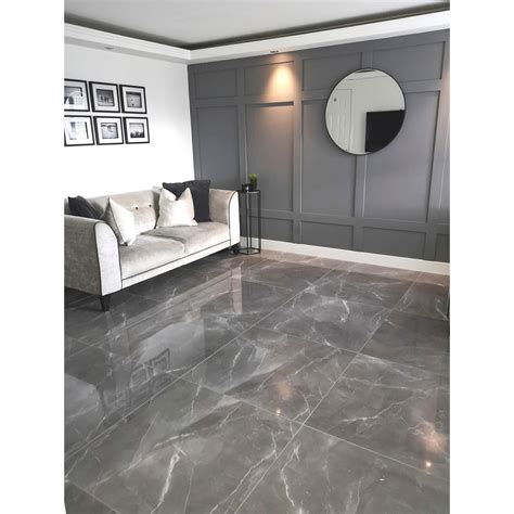 marmy grey polished marble effect porcelain floor tiles