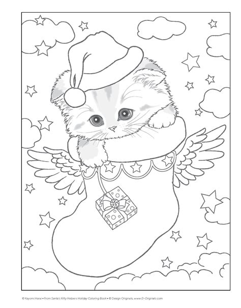 santas kitty helpers holiday coloring book design originals kayomi