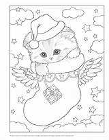 Coloring Christmas Pages Santa Cute Book Kitty Cat Colouring Amazon Sheets Kayomi Harai Books Helpers Holiday Kittens Kids Adult Drawings sketch template