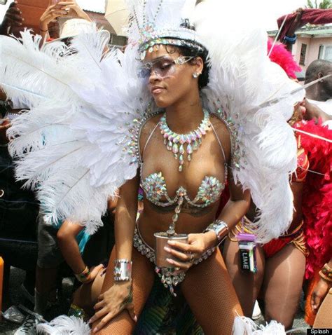 Rihanna Parties In Bejewelled Bikini At Barbados Carnival