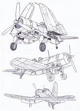 Corsair F4u Ww2 Aircraft Dessin Vought Avion Avions Coloriage Aviation Chance Vintageworld Siterubix sketch template