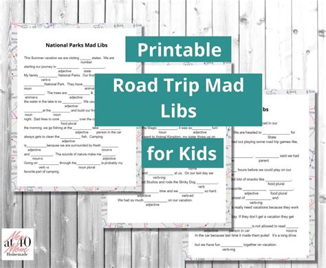 mad libs printable road trip game  kids fun fill   blank game