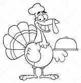 Turkey Chef Happy Outline Serving Outlined Stock Drawing Platter Depositphotos Template Hittoon Getdrawings sketch template