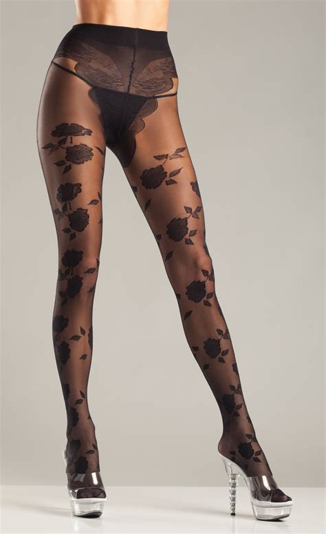 Sheer Spandex Flower Jacquard French Cut Pantyhose