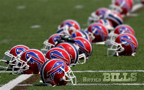 Nfl Buffalo Bills Helmets On The Football Field Grass