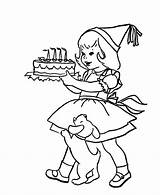 Coloring Birthday Pages Party Cake Girl Printable Holding Happy Kids Little Sheets Print Color Fun Clipart Games Parties Candles Popular sketch template