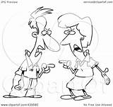 Argument Cartoon Couple Outline Engaged Clip Clipart Royalty Illustration Leishman Ron Rf Toonaday Line sketch template