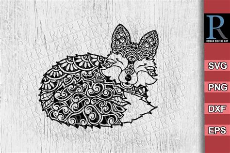 Sleeping Fox Svg Mandala Design Zentangle Fox Svg Cut File