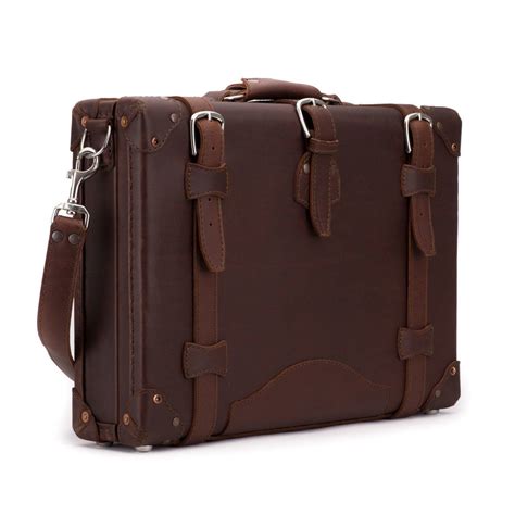 hard sided leather briefcase medium  chestnut leather  izobrazheniyami