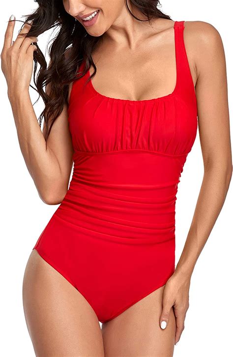 one piece tummy control bathing suit for women retro vintage slimming