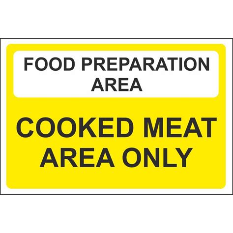 food preparation area cooked meat area colour coded safety signs