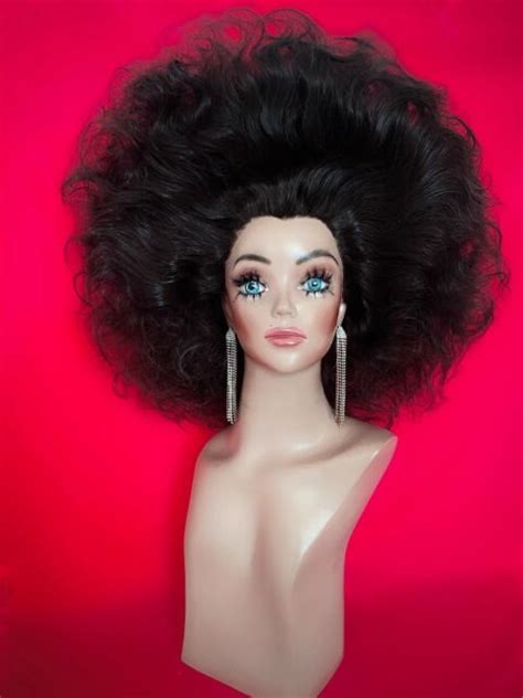80s patti labelle wig big crimped lace front drag costume dark brown
