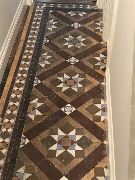 victorian tiled hallway floor renovated  swansea tile cleaners tile cleaning