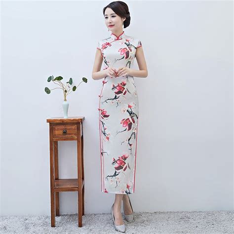 female slim rayon qipao 2018 new chinese vintage dresses mandarin