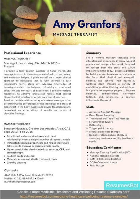 Massage Therapist Resume Samples And Templates [pdf Doc