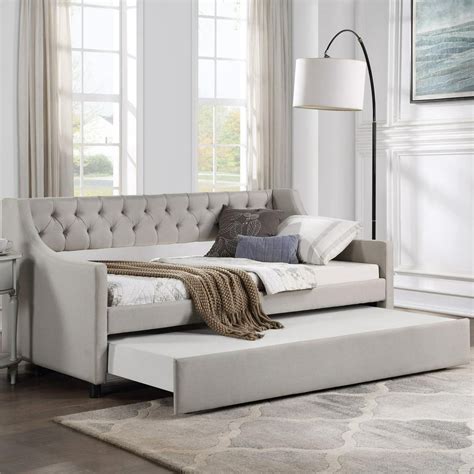 twin daybed  trundle upholstered tufted sofa bed classic pull  combination platform bed