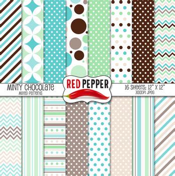 digital paper patterns minty chocolate  redpepper tpt