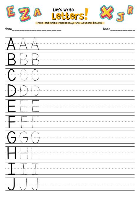 practice writing letters printable worksheets