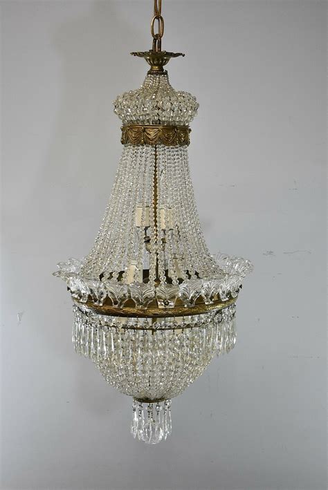 antique french style crystal chandelier light fixture  bronze