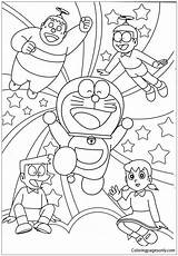 Doraemon Nobita Shizuka Suneo Gian Stampare Kanak Cartoni Coloradisegni Animati Pianetabambini Páginas Mewarna Pagine Sketsa Dragón Adultos Illustrazioni sketch template
