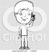 Talking Phone Coloring Teenage Adolescent Cell Boy Outlined Clipart Vector Cartoon Thoman Cory sketch template