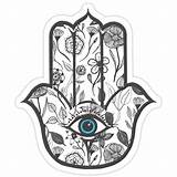 Hamsa Hand Simple Floral Drawn Redbubble Stickers Tattoo Sticker Drawing Drawings Eye Evil Flower Fatima Draw Iphone Hands Choose Board sketch template