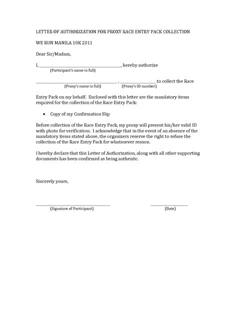 proxy letter template collection letter template collection