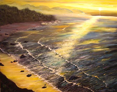 Romantic Sunset Surf Painting By Connie Tom Fine Art America