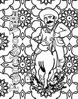 Mandala Coloring Mexican Revolution Pages Villa sketch template