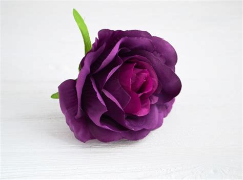 1 deep purple silk flower artificial rose purple flower fake etsy