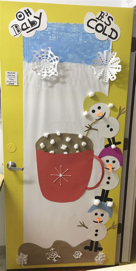 winter classroom door hot cocoa snowman door decorations classroom