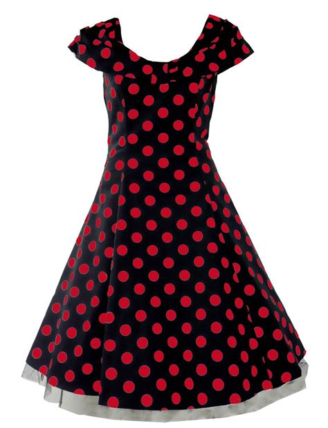 50s retro collar dress big polka dot black