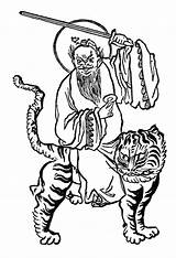 Chinese God Coloring Tiger Ride Symbols Drawing Netart Getdrawings sketch template