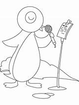 Coloring Penguin Singing Song Pages sketch template