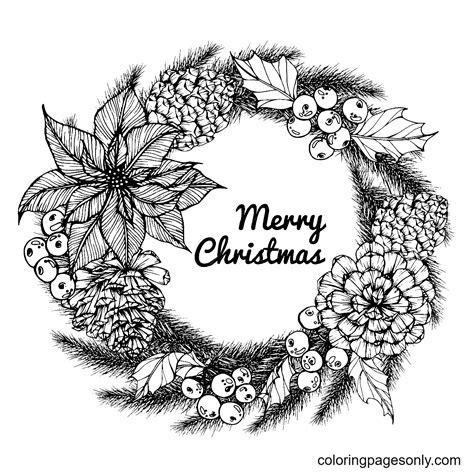 wreath  merry christmas coloring pages christmas wreath coloring pages coloring pages