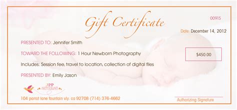 photography gift certificate samples viewing gallery