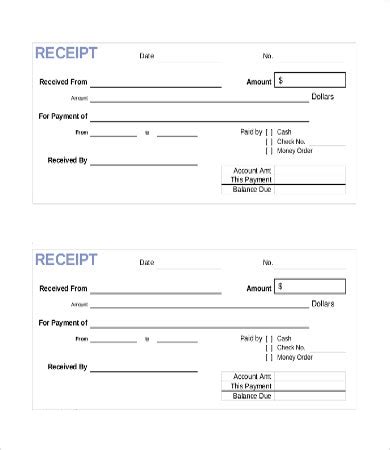 paid receipt template printable