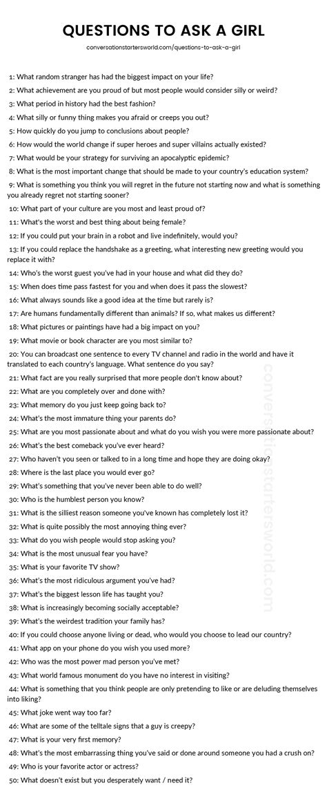 350 questions to ask a girl