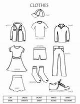 Vocabulary Clothes Coloring Worksheet English Color Worksheets Basic Words Everyday Includes Kindergarten sketch template