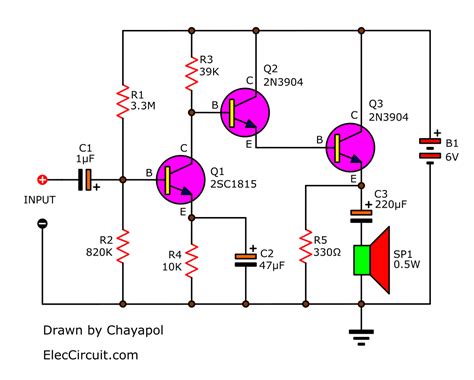 simple audio amplifier circuit diagram  transistor data diagram